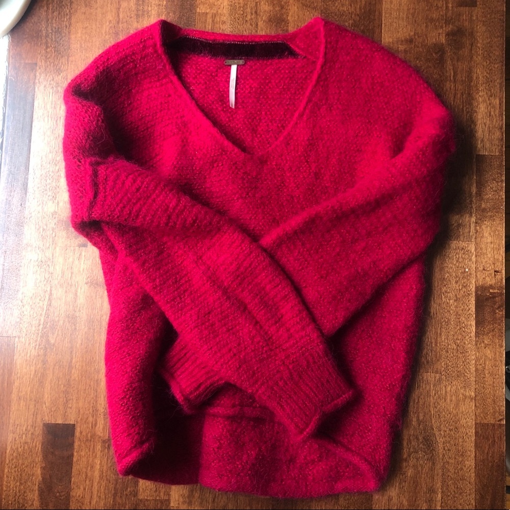 Free people fuchsia alpaca sweater